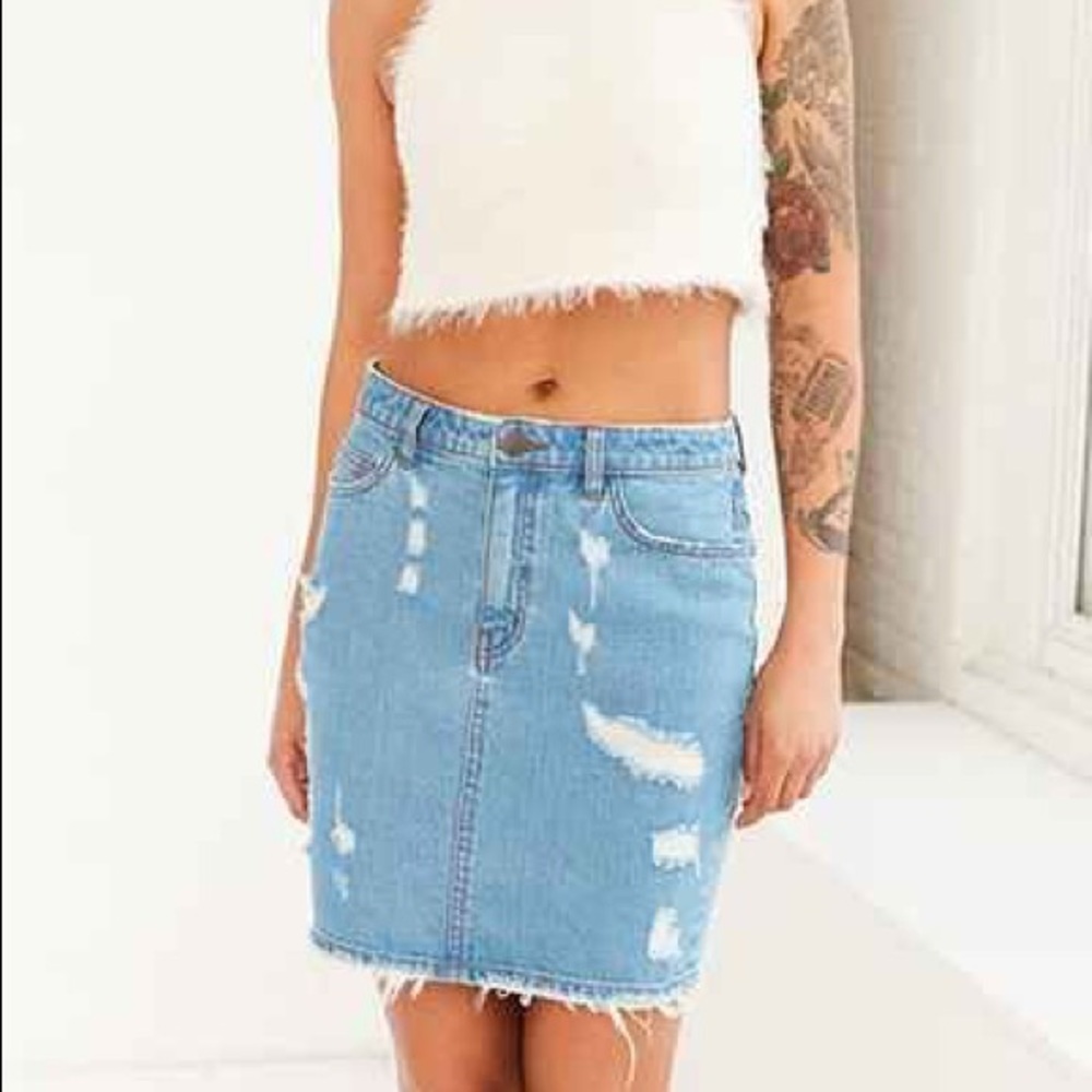 BDG destroyed pencil mini denim skirt
